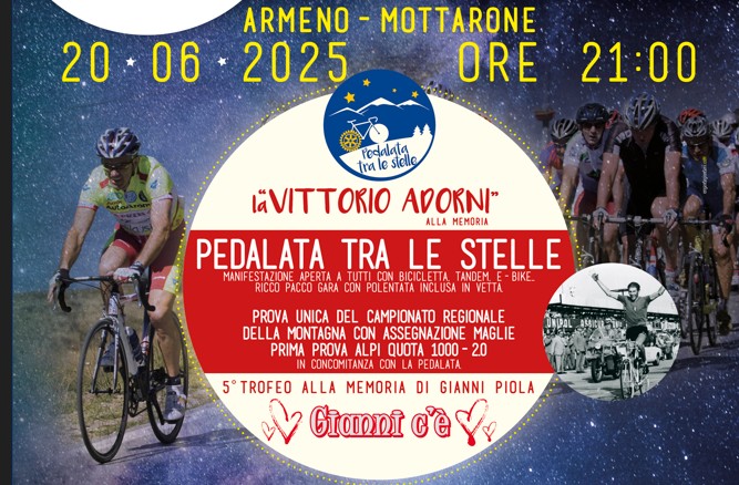 1° Prova Alpi Quota 1000 - Pedalata tra le Stelle - Venerdi 20 Giugno Prova unica del campionato Regionale della Montagna