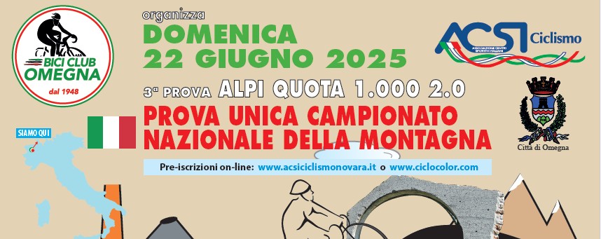 3° Prova Alpi Quota 1000 - Domenica 22 Giugno - Omegna / Alpe Quaggione Prova unica del campionato NAZIONALE della Montagna