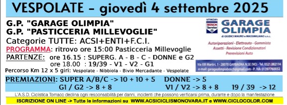 Strada -- Vespolate Giovedi 4 Settembre