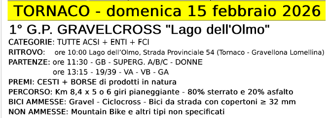 GRAVEL -  Tornaco Domenica 15 Febbraio 2026