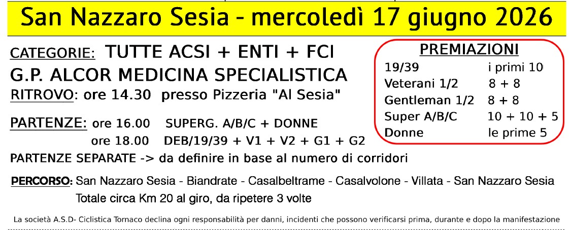 Strada - Mercoledi 17 Giugno 2026 - San Nazzaro Sesia