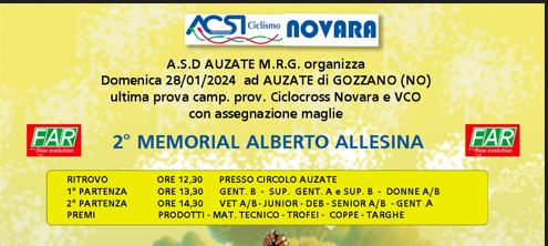 CICLOCROSS - Auzate Domenica 28 Gennaio ULTIMA PROVA Campionato Provinciale Ciclocross Novara/VCO